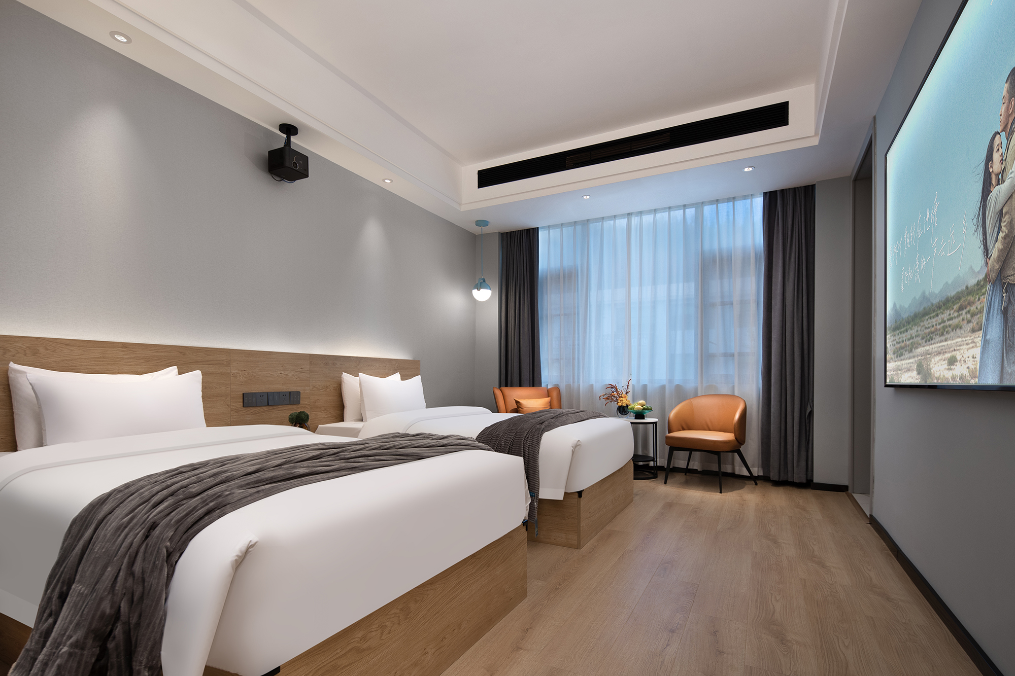 肆喜麻将影音双床套房（智能麻将机）