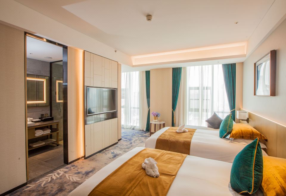 豪華雙床房（應天門城景+80支貢緞床品+金可兒床墊）