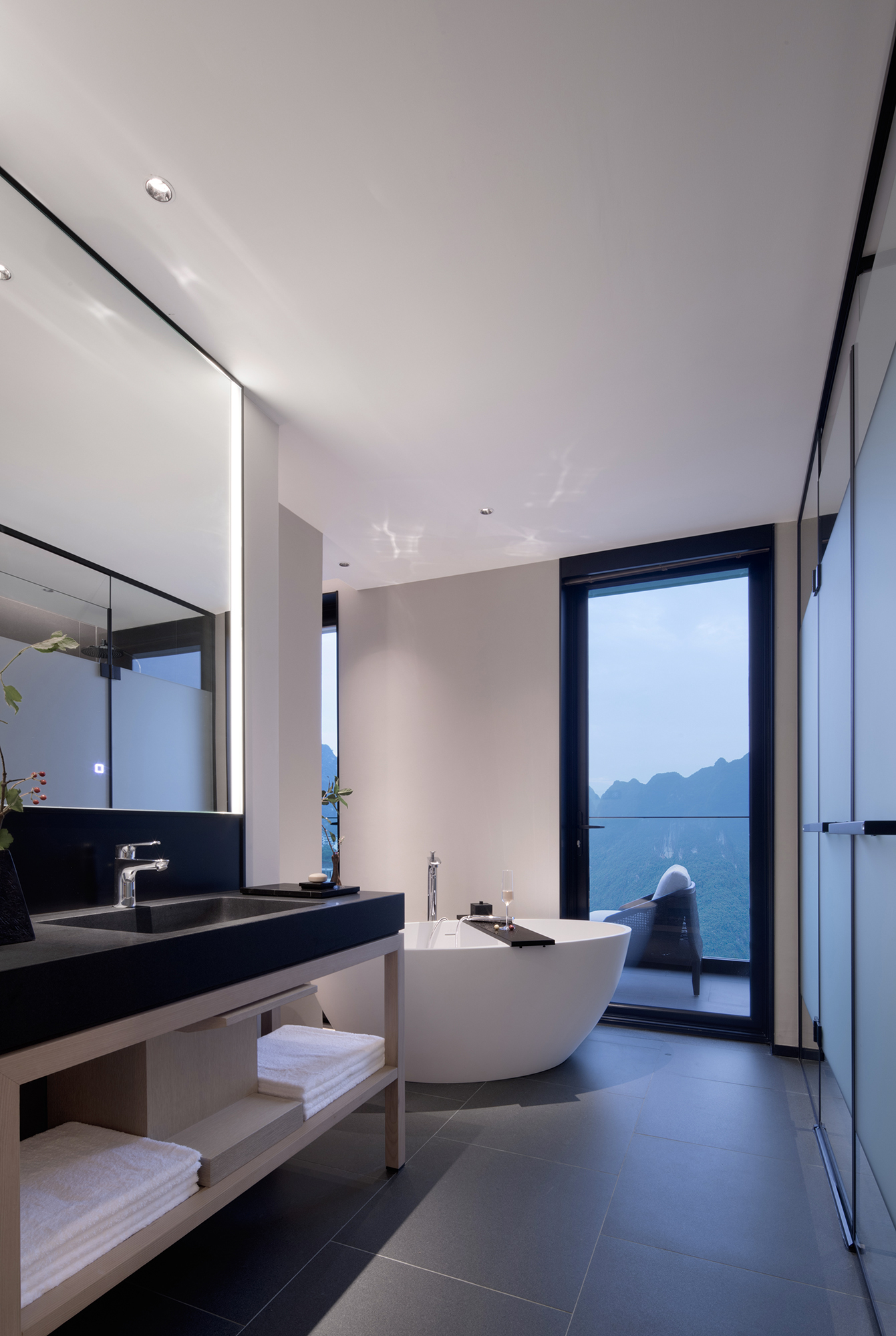 揽月观日阳台双床房-独立观景羣山阳台+梳化床