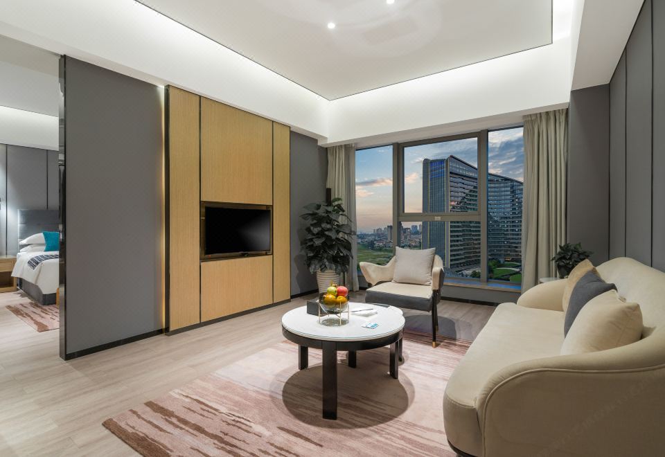 高级套房（超大浴缸+落地窗俯瞰城市美景+一室一厅）