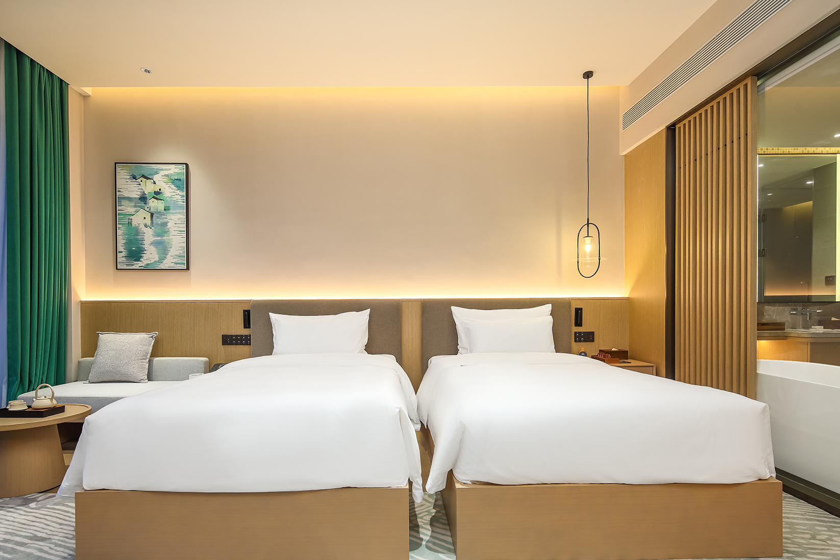 庭院景观双床房