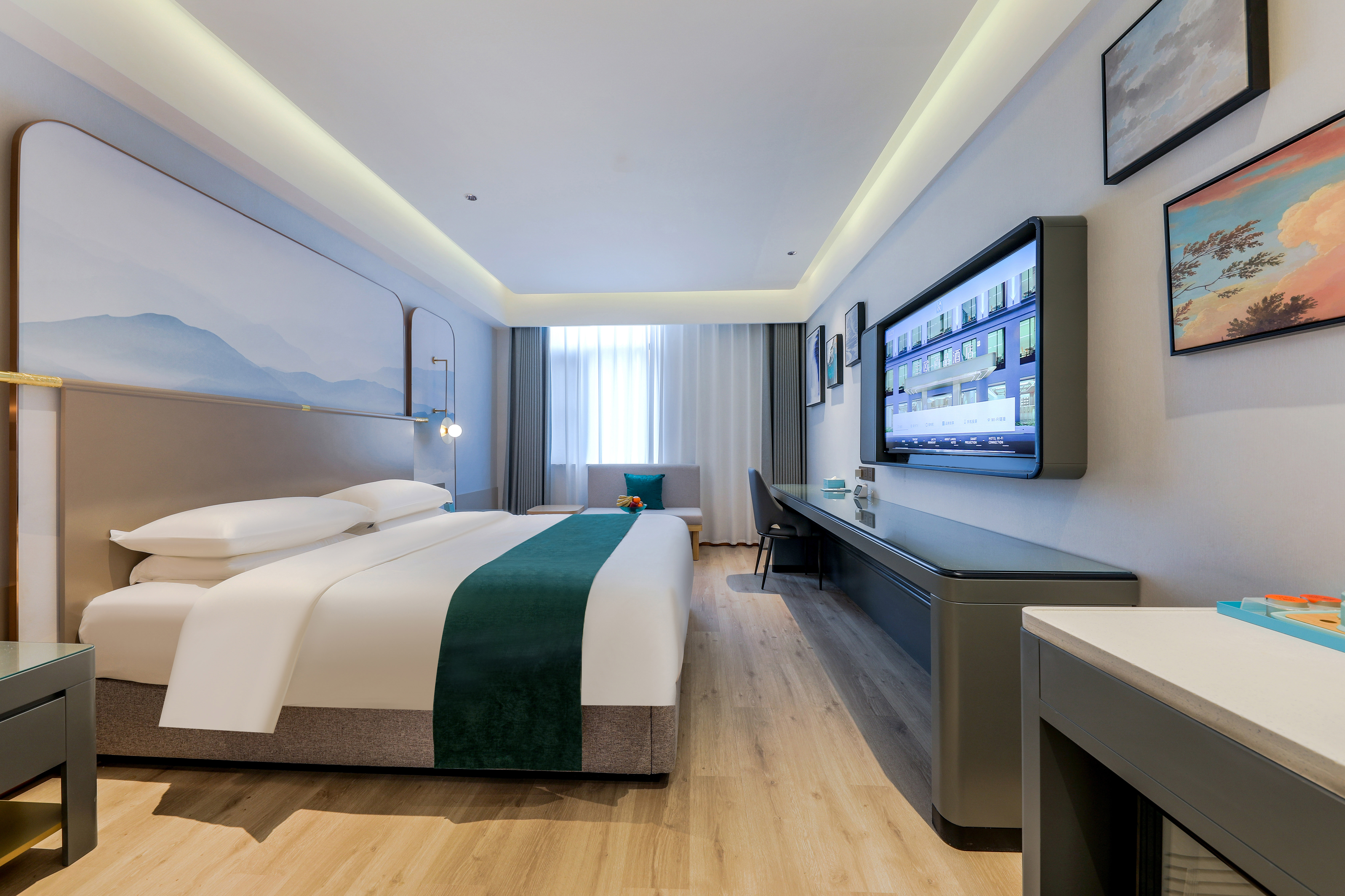 山水自然大床房（全屋智能+乳胶床垫+冰箱）