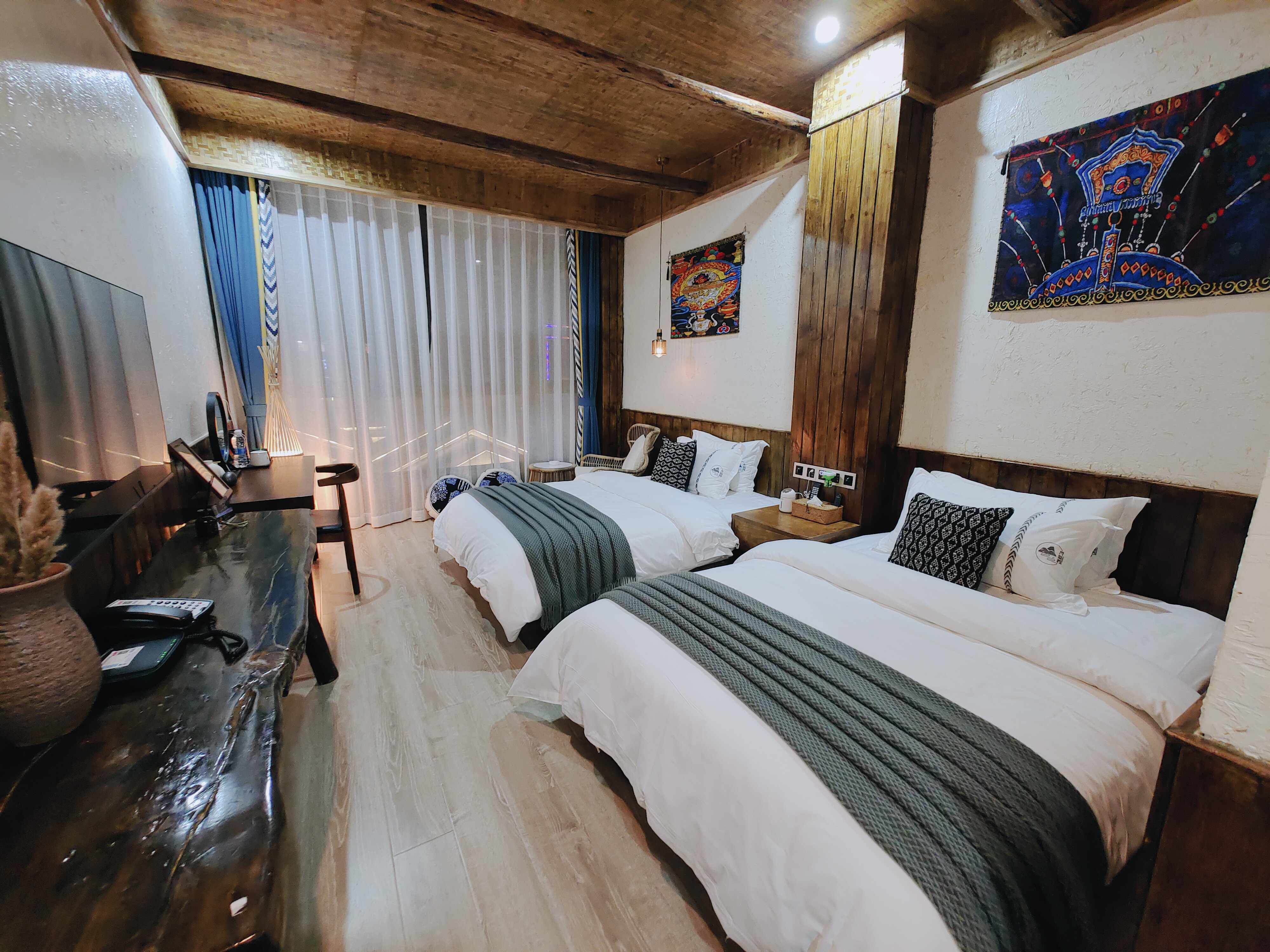 静谧雅致双床房（零压乳胶床垫+公区自助洗衣房）