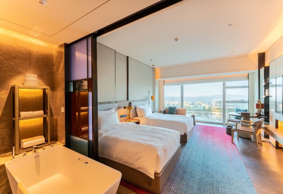 商务海景双床房（180度全落地窗看海景日出）