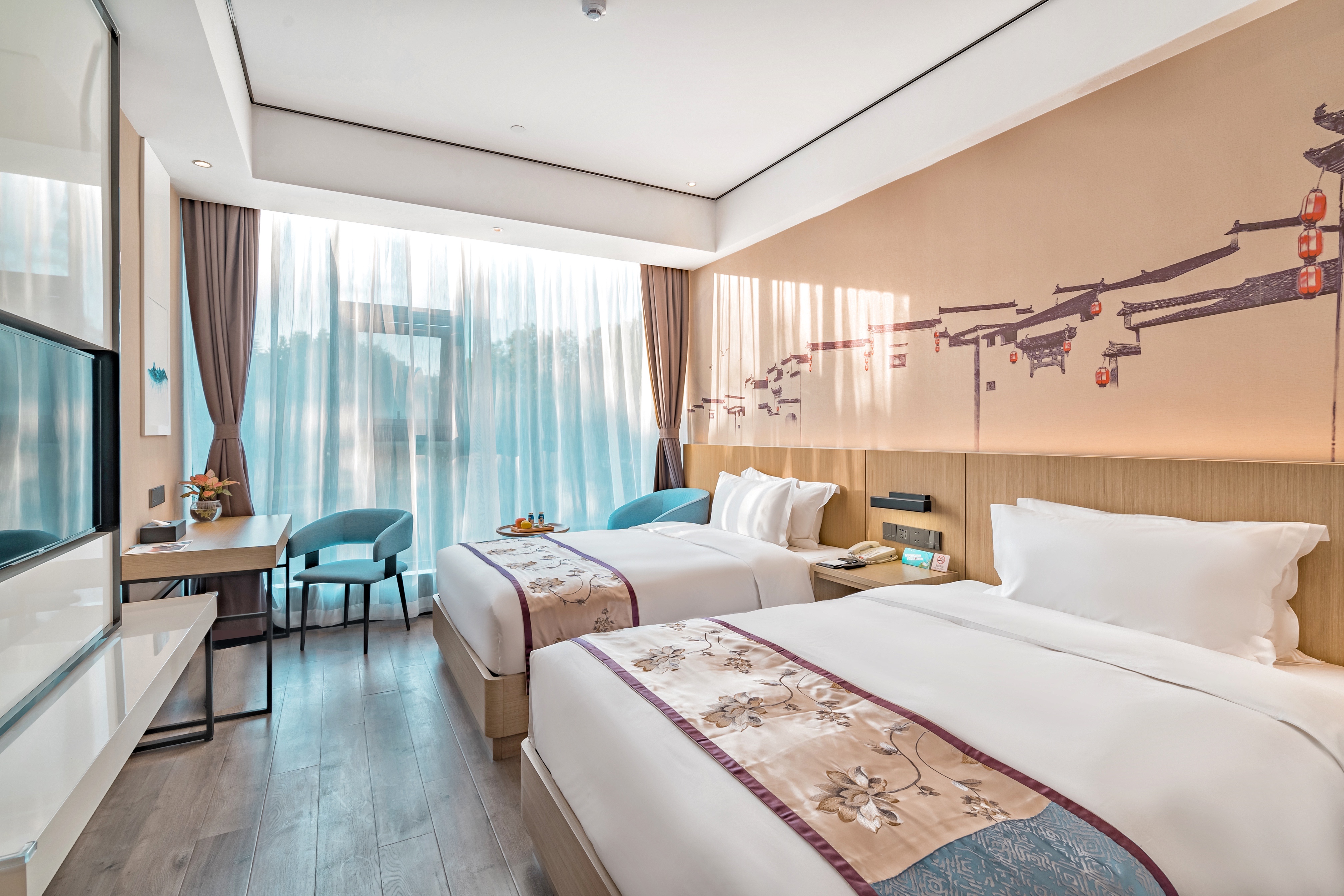 豪华双床房（高清电视+舒睡床品+落地窗）