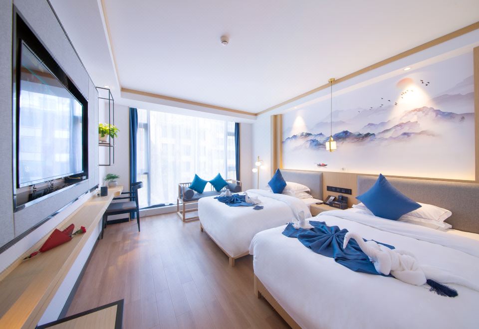 雅致双床房 |智能轻奢+全景落地窗