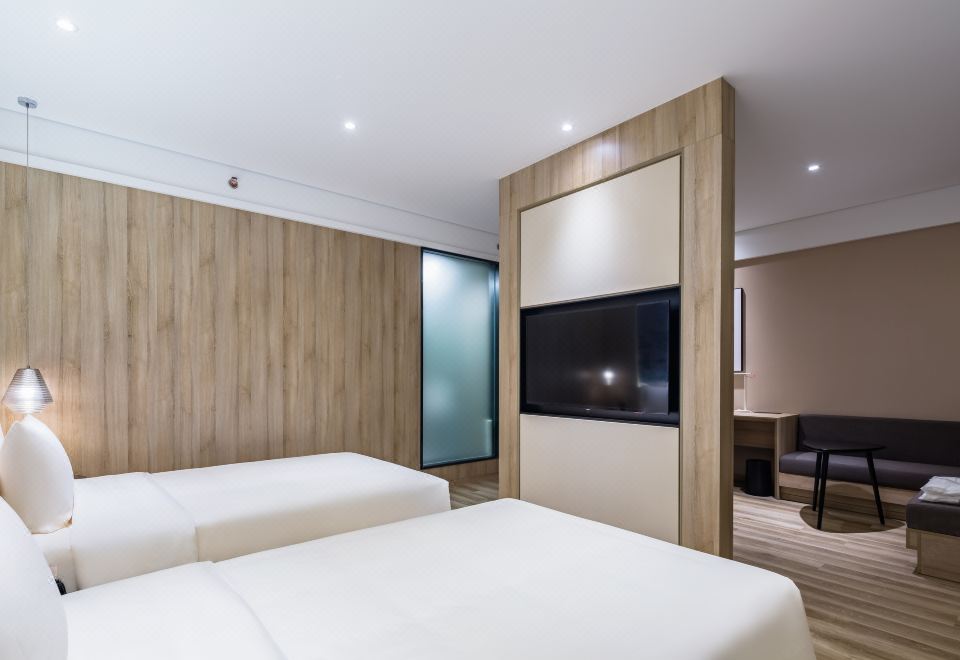 几木双床房（亚朵深睡PRO枕+小冰箱+投屏+超大空间）