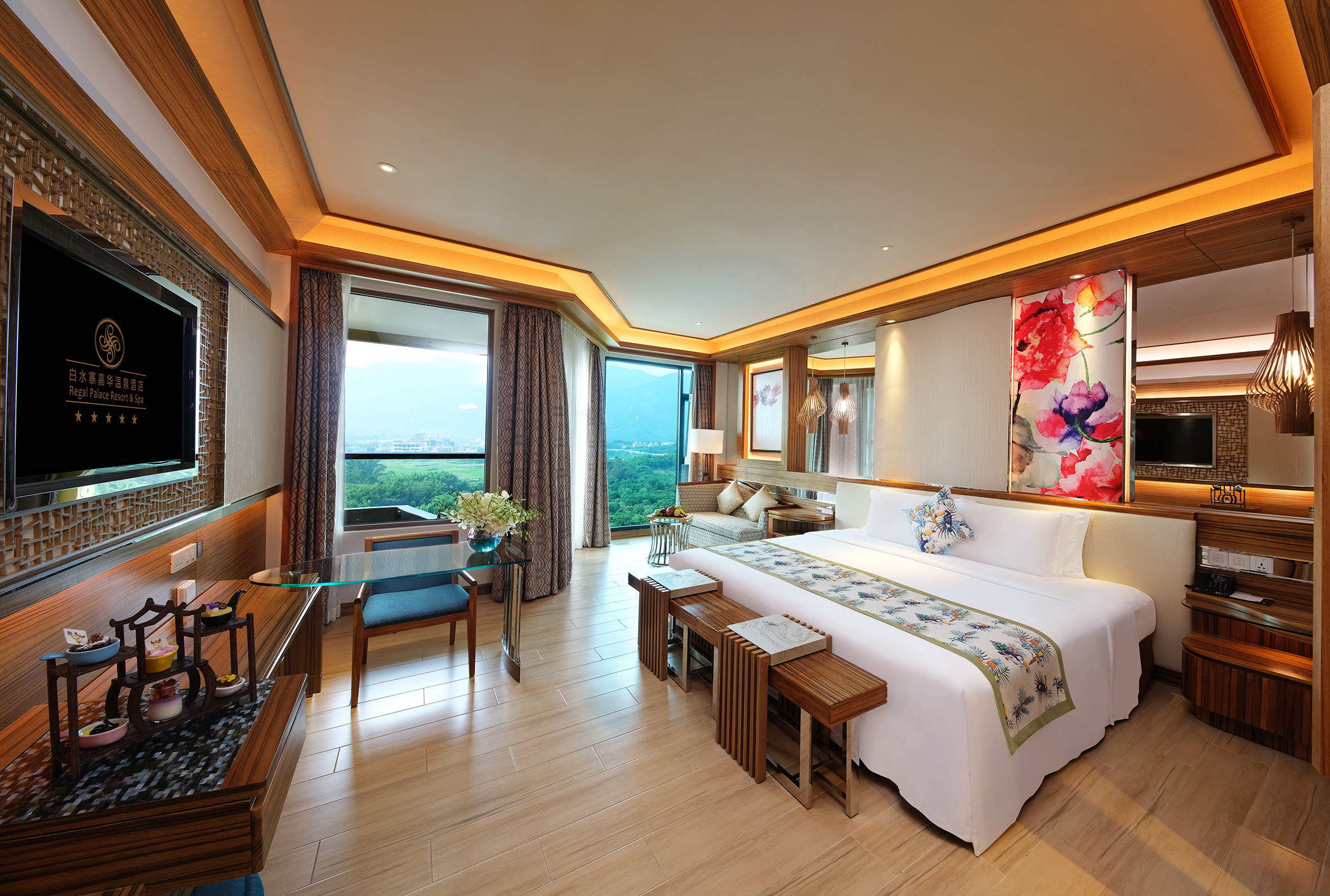 至尊溫泉大床房-私家泡池-認證溫泉水入房-景觀陽臺-獨立浴缸