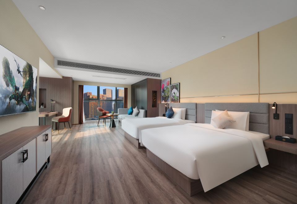 觀景行政雙床房（65寸可投屏+小冰箱＋加熱毛巾桿）