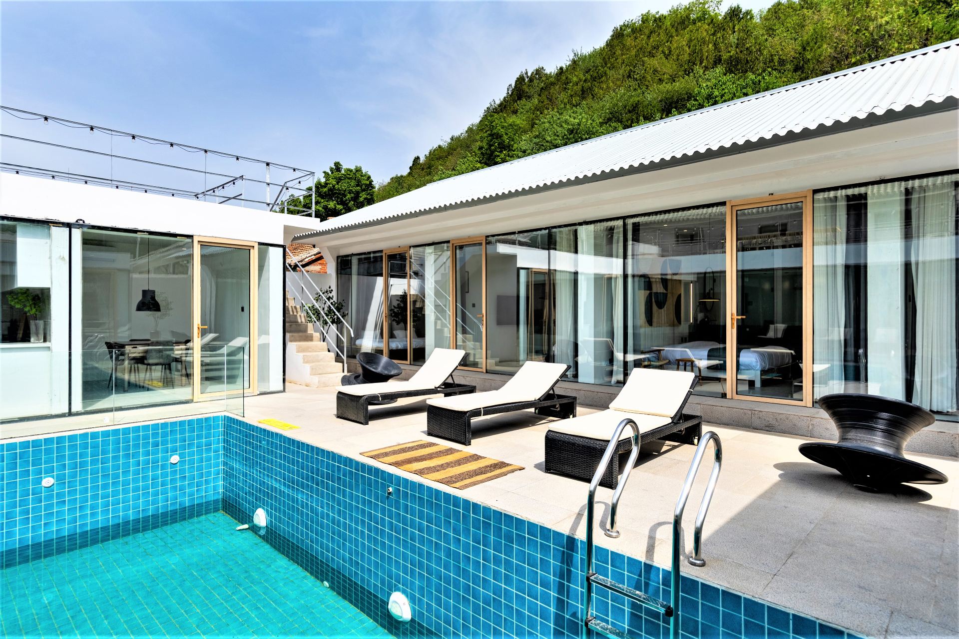 Great Wall View Pool Private Hot Spring Four-Bedroom Courtyard Jojo
