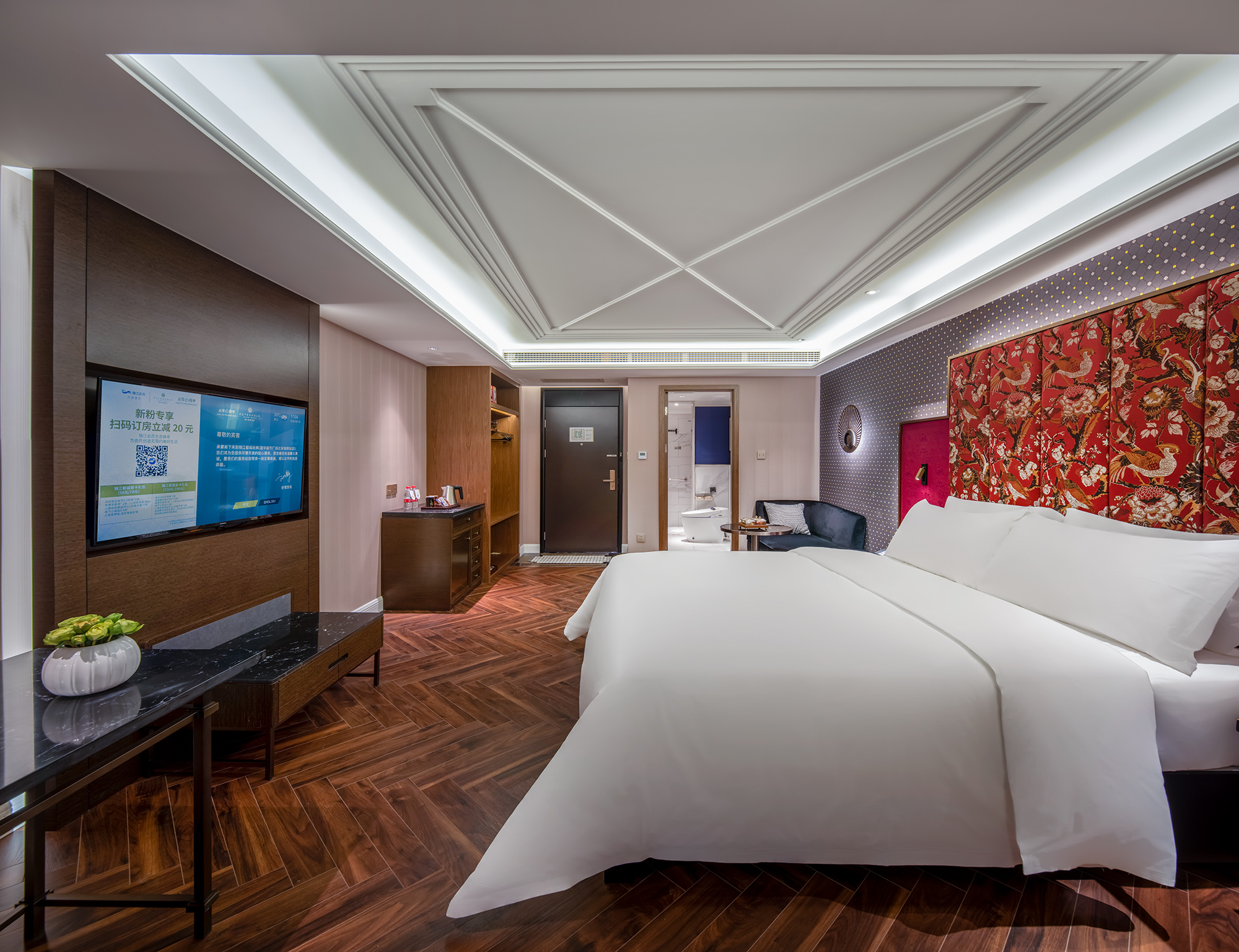 Fashionable Business Room With Tv Projection