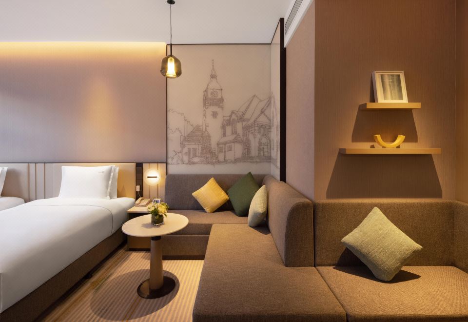 高级房双床城市景观