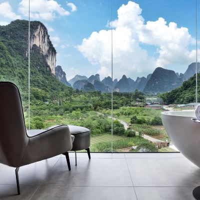 江山如畫全景大床房+語音控制+浴缸+乳膠床墊+會員投影 攬山望月民宿（陽朔十里畫廊店）優惠