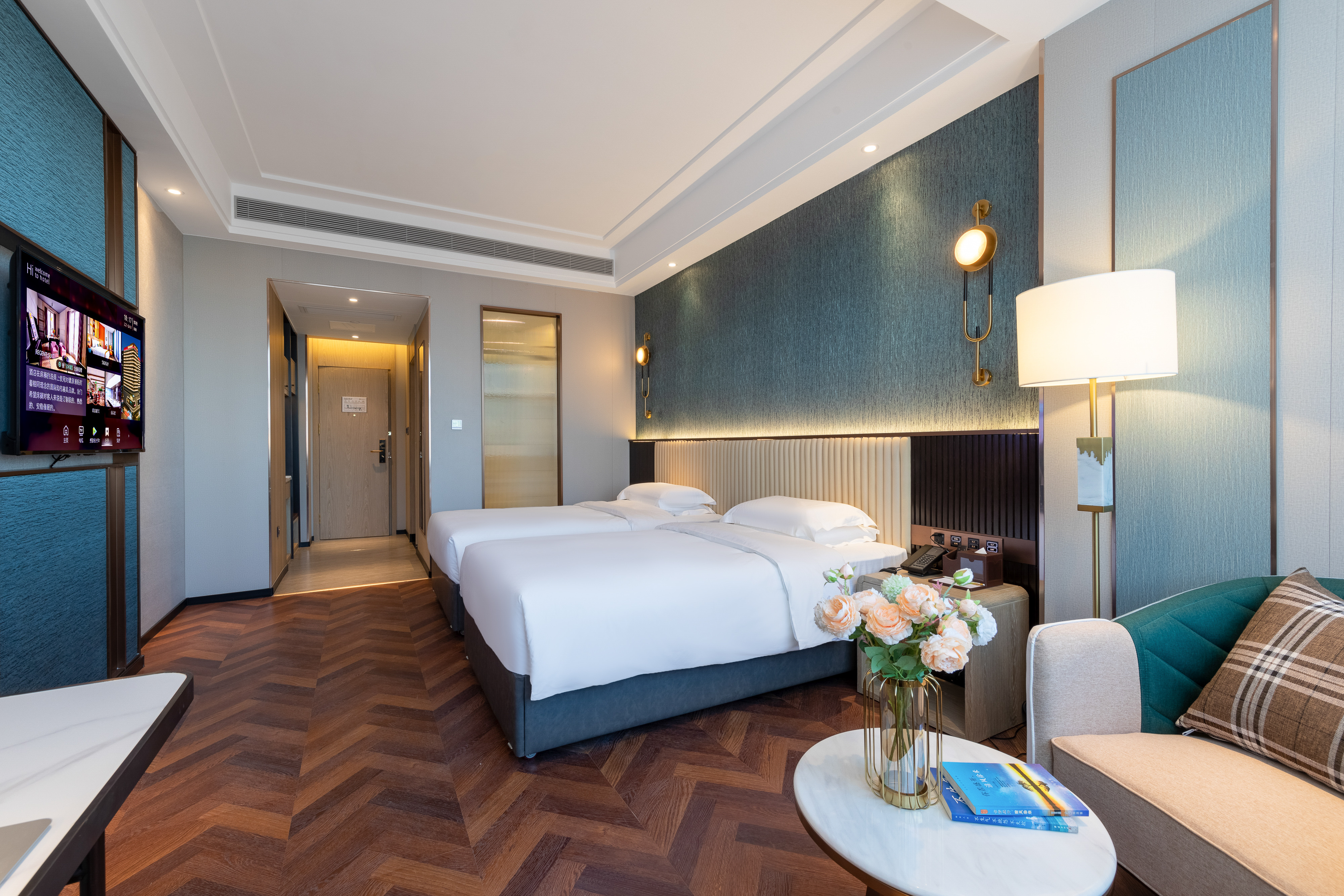 风雅城景双床房（智能马桶-冰箱-裸棉寝具-城市景观）