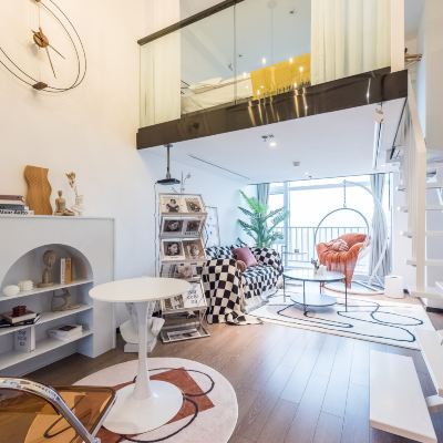 黑白格高空雲景複式套房（極米4K+巨幕投影） GS高空設計師自助飯店（成都人民北路店）優惠