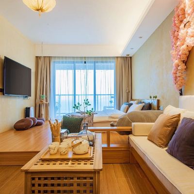 日式情侶海景大床房+零壓床墊+65寸小米投屏電視 惠東雙月灣閲海全海景美宿優惠