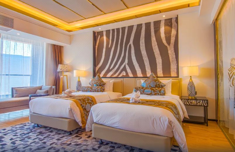 動物景觀雙床房（房間直麪動物園）