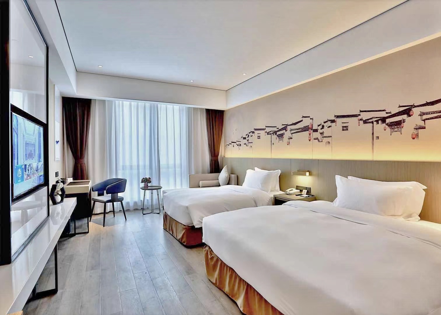 豪华双床房（高清电视+舒睡床品+落地窗）