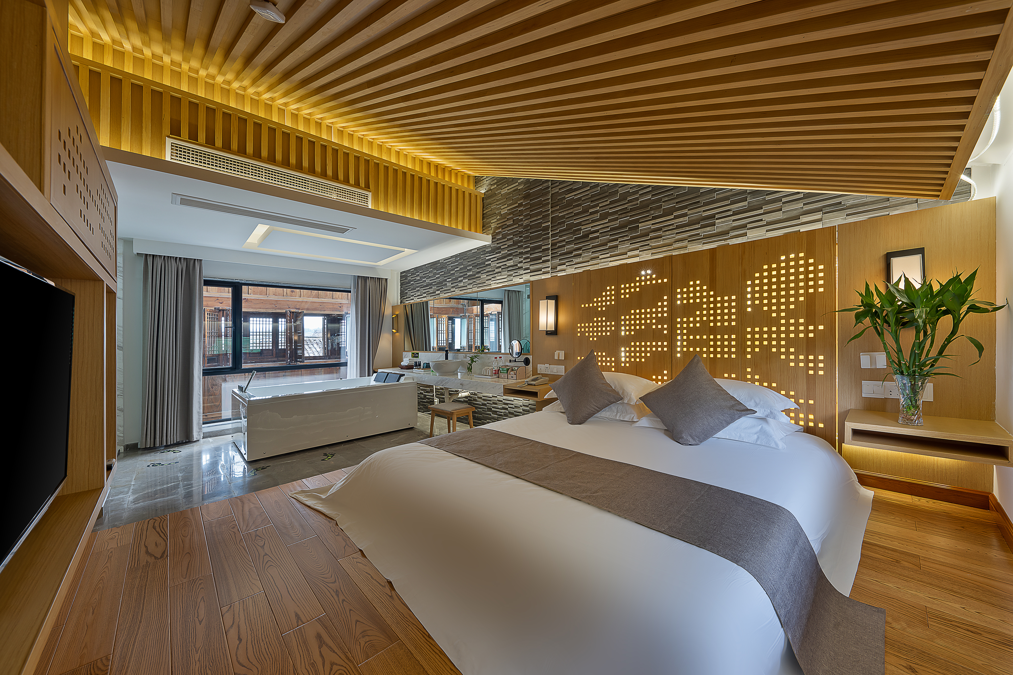 禅意榻榻米·茶室大床套房·按摩浴缸