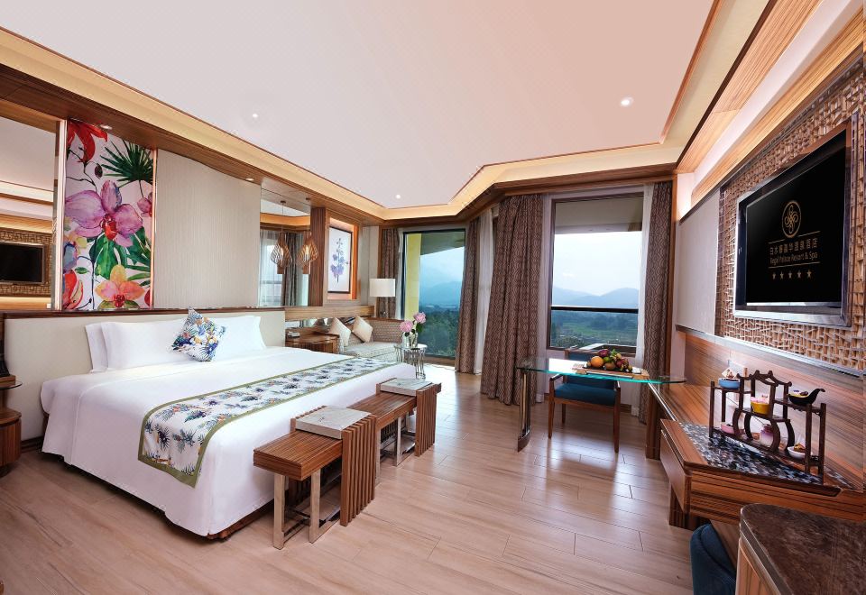 山景温泉大床房-私家泡池-认证温泉水入房-景观阳台-独立浴缸