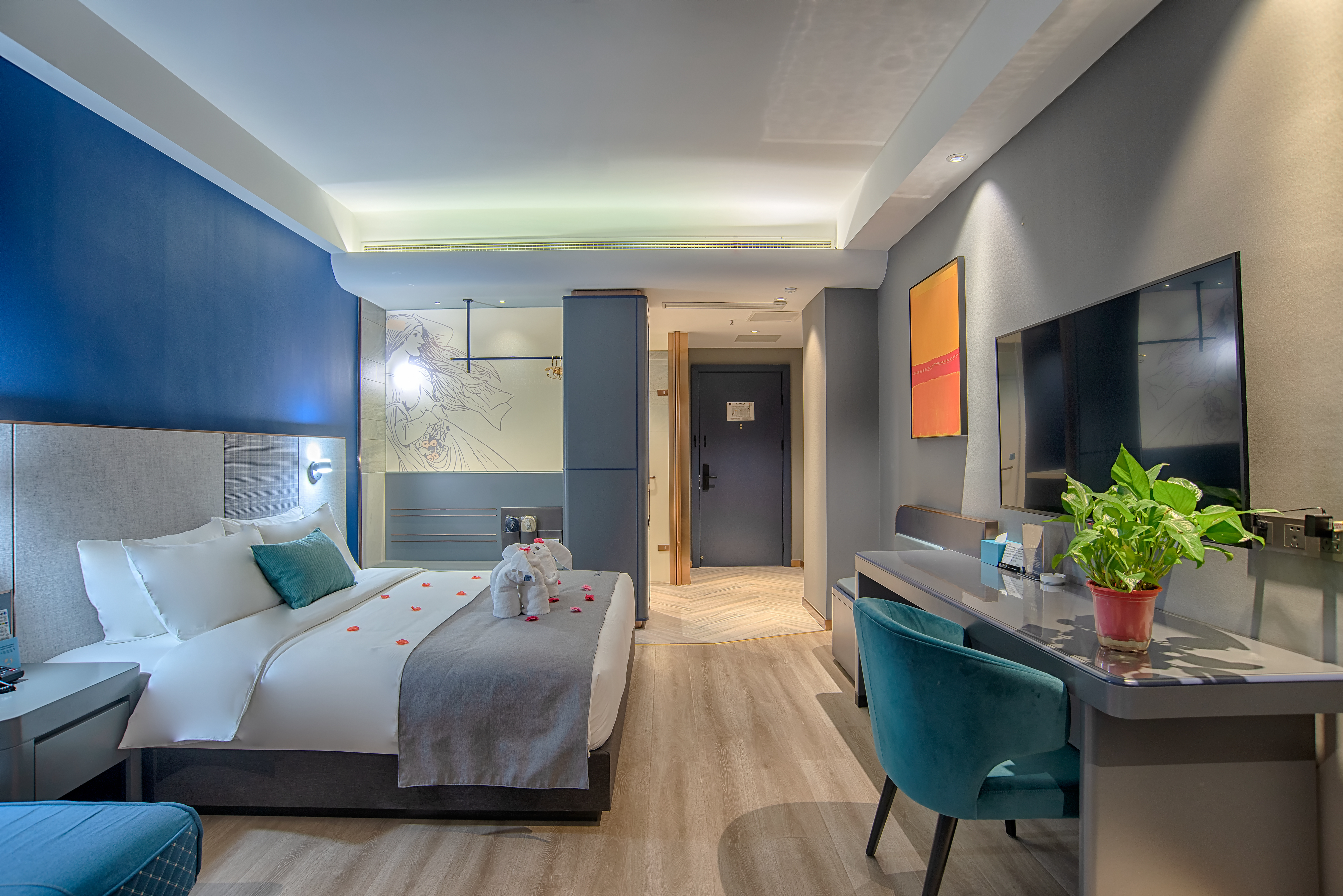 兰沁豪华大床房-全屋智能语音控制+金可儿床垫+小冰箱