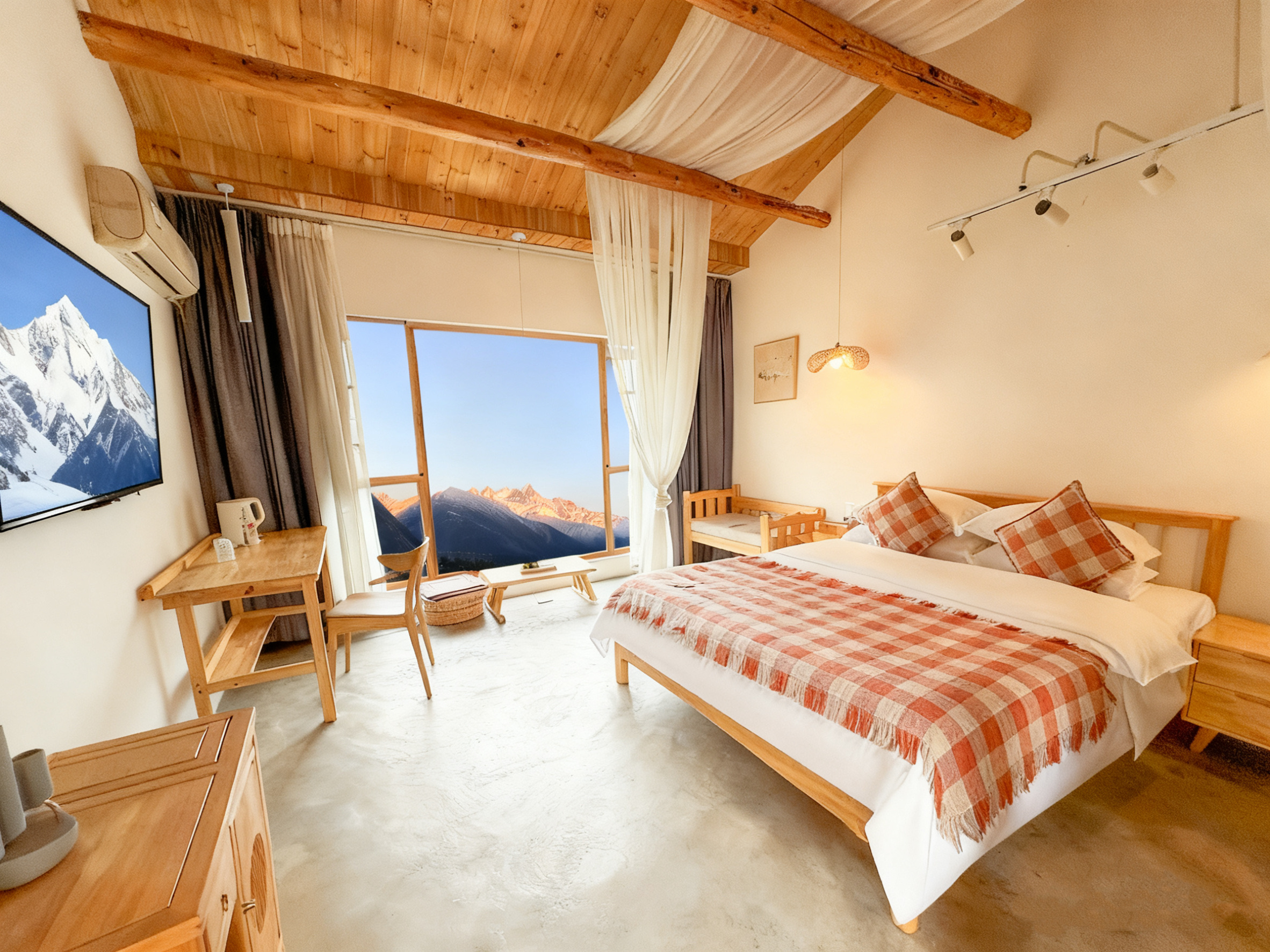 喜渡.观景大床房（近观磨子沟冰川+远眺雪山+品牌衞浴+乳胶床垫）