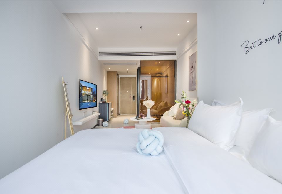 Silent Monologue Gaze Double Bed Room