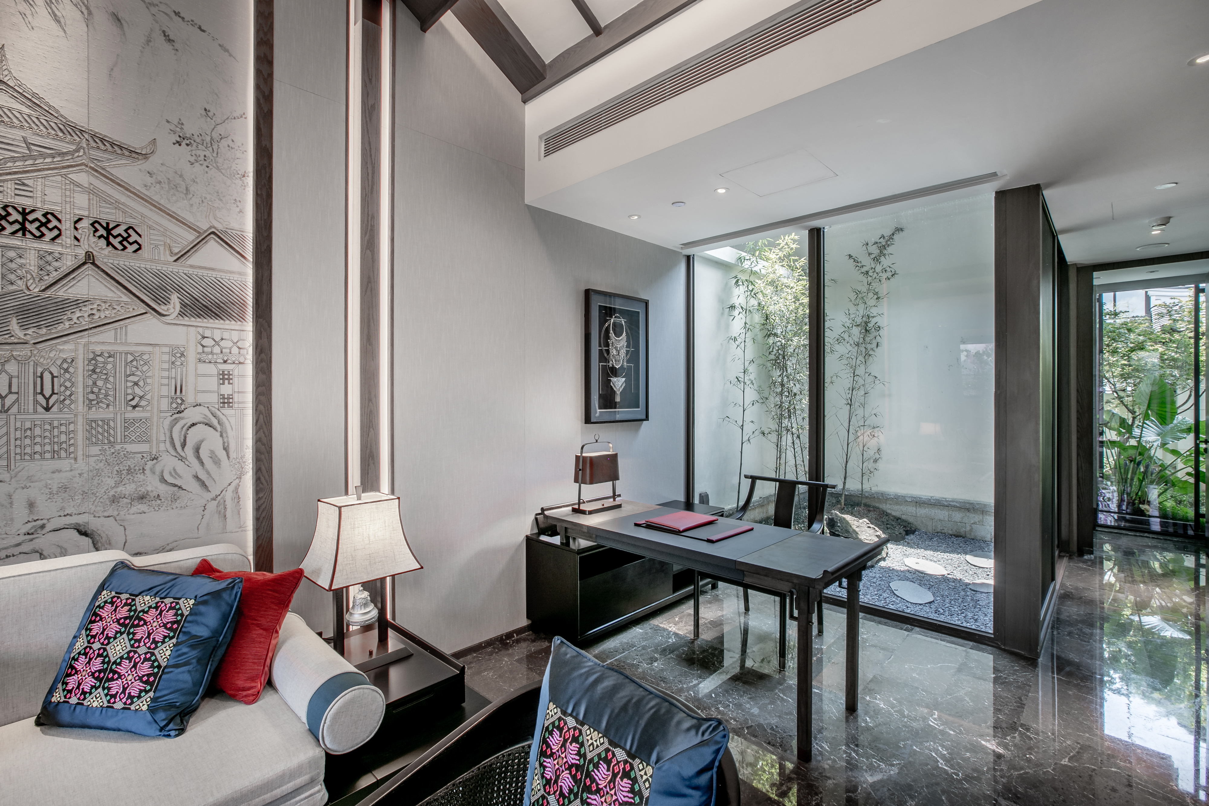 湖景庭院露台大床单卧别墅