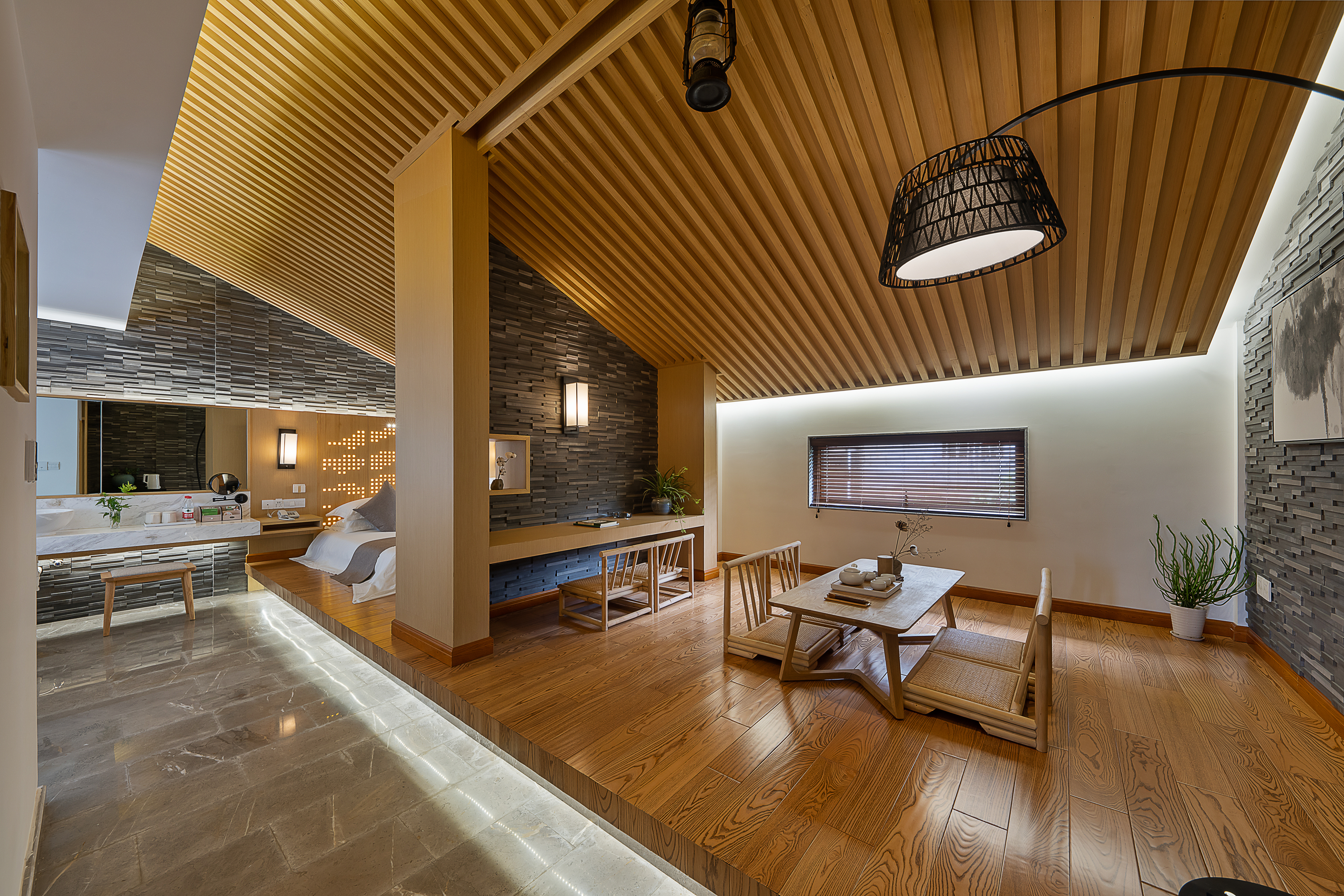 禅意榻榻米·茶室大床套房·按摩浴缸