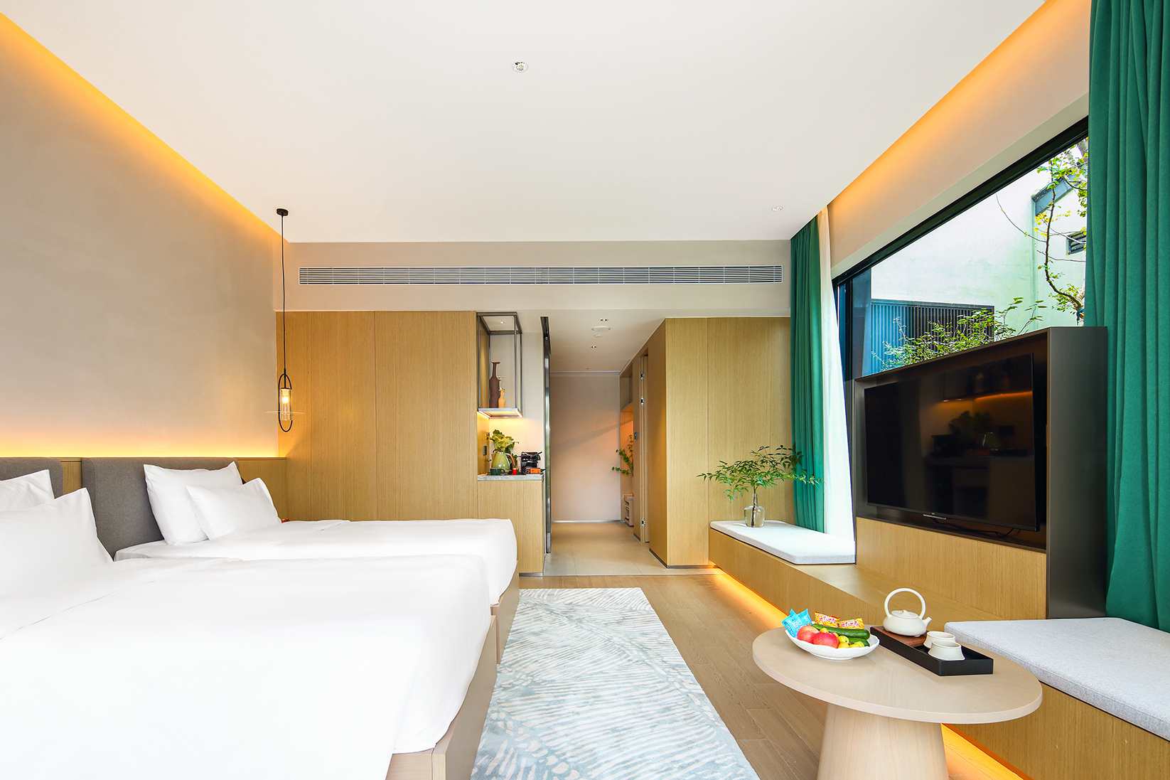 庭院景观双床房