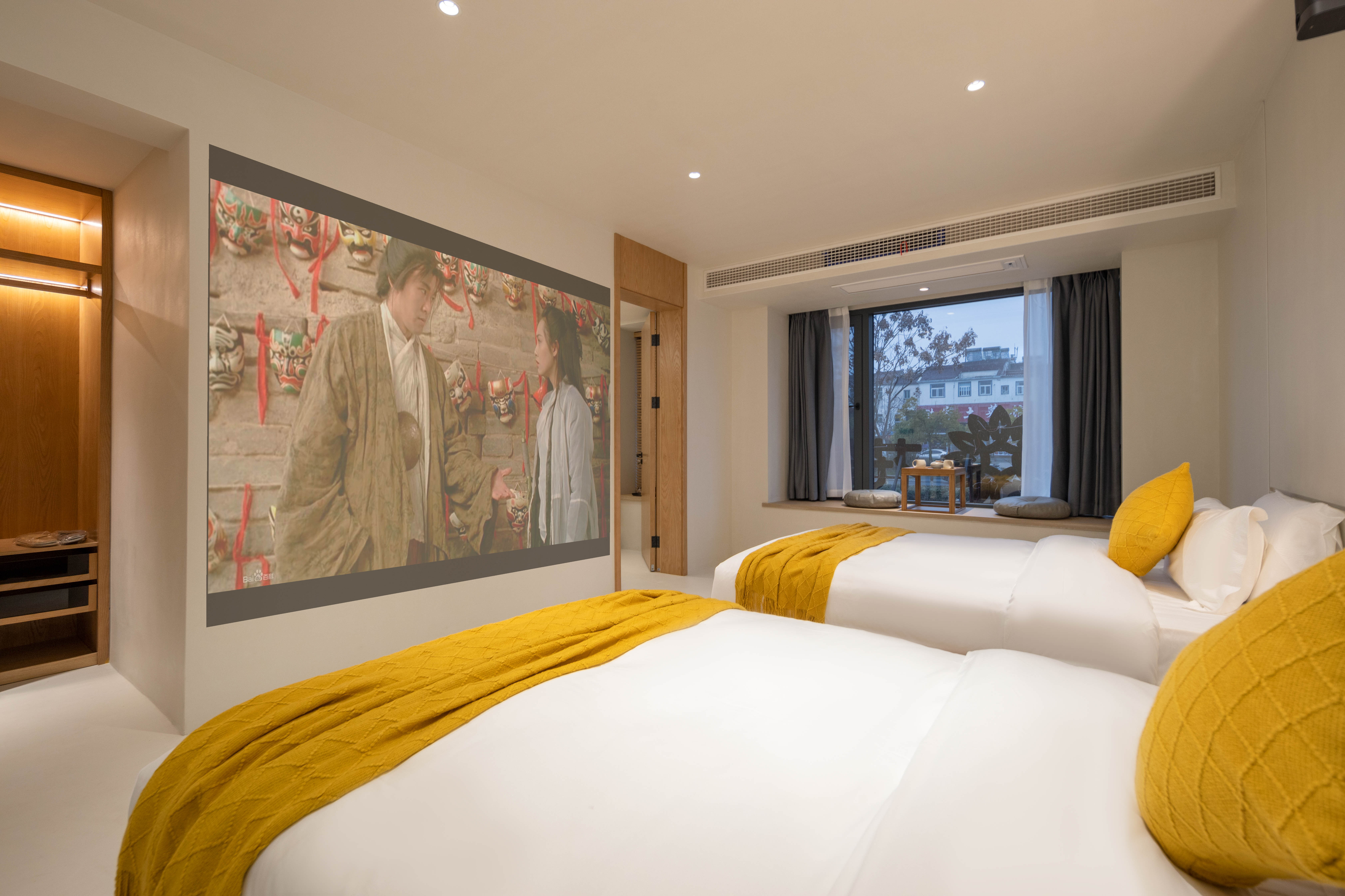 栖迟·景观双床房+巨幕投影+品茶坐榻+全屋智能客控