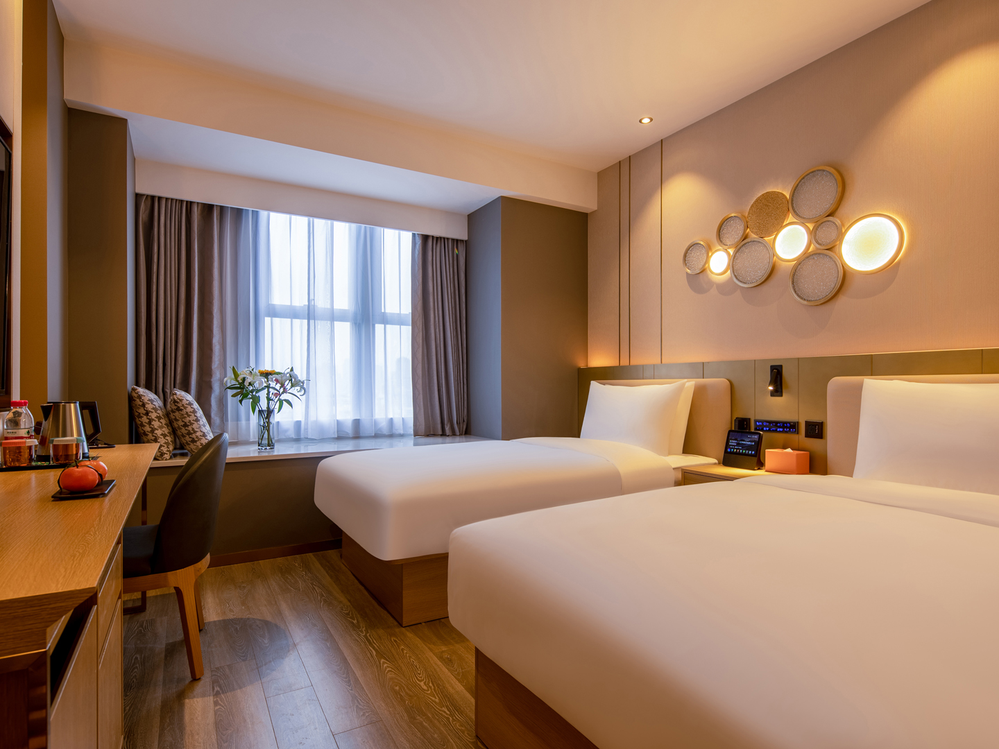 月若流金双床房（电视投屏+小冰箱+恒温马桶）