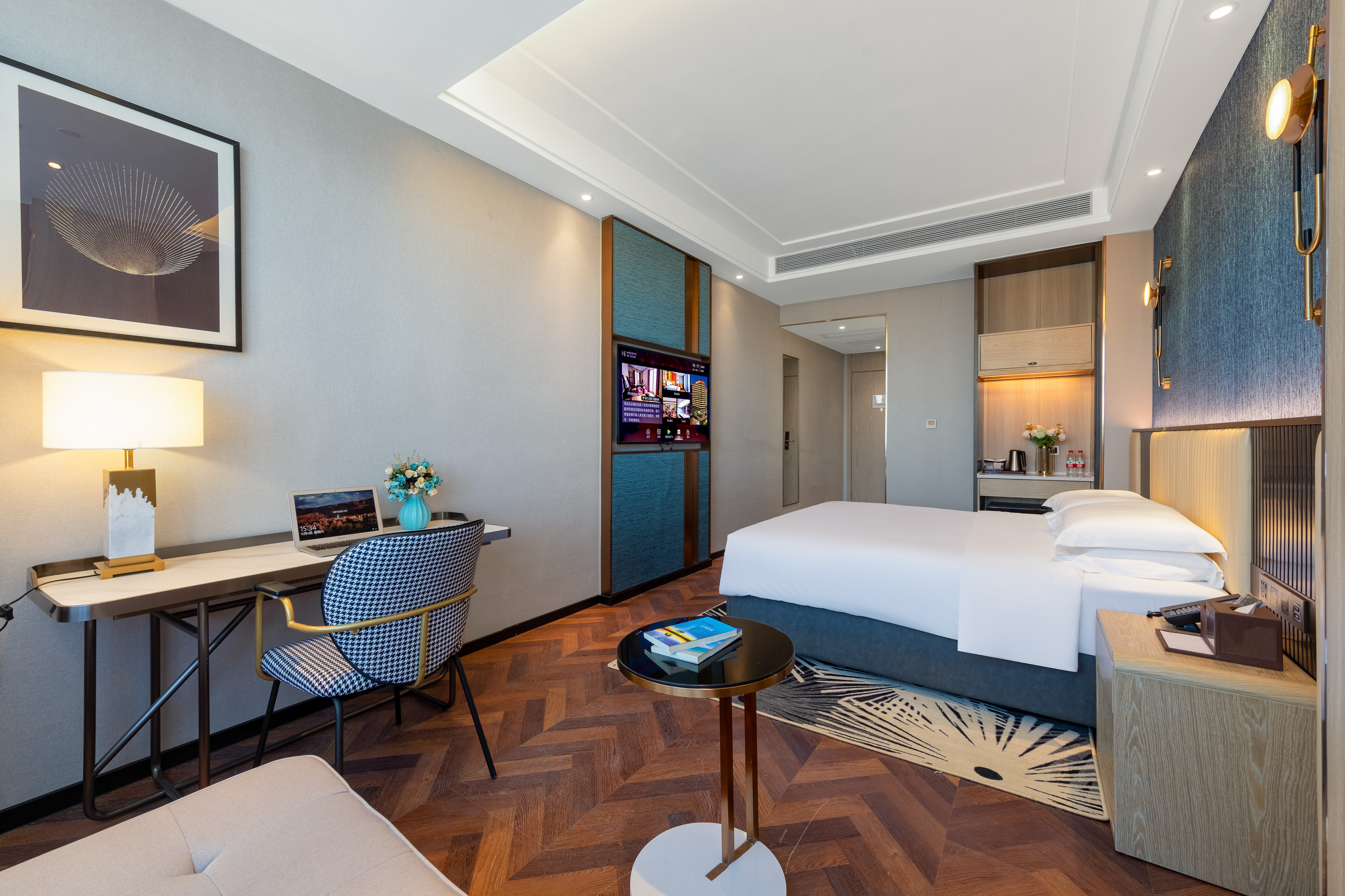 精致商务房（智能马桶-小冰箱-裸棉寝具-城市景观）