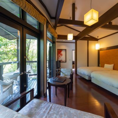 別館和洋室（バス付き）、庭園の景色 武田尾温泉　紅葉舘　別庭　あざれ クーポン