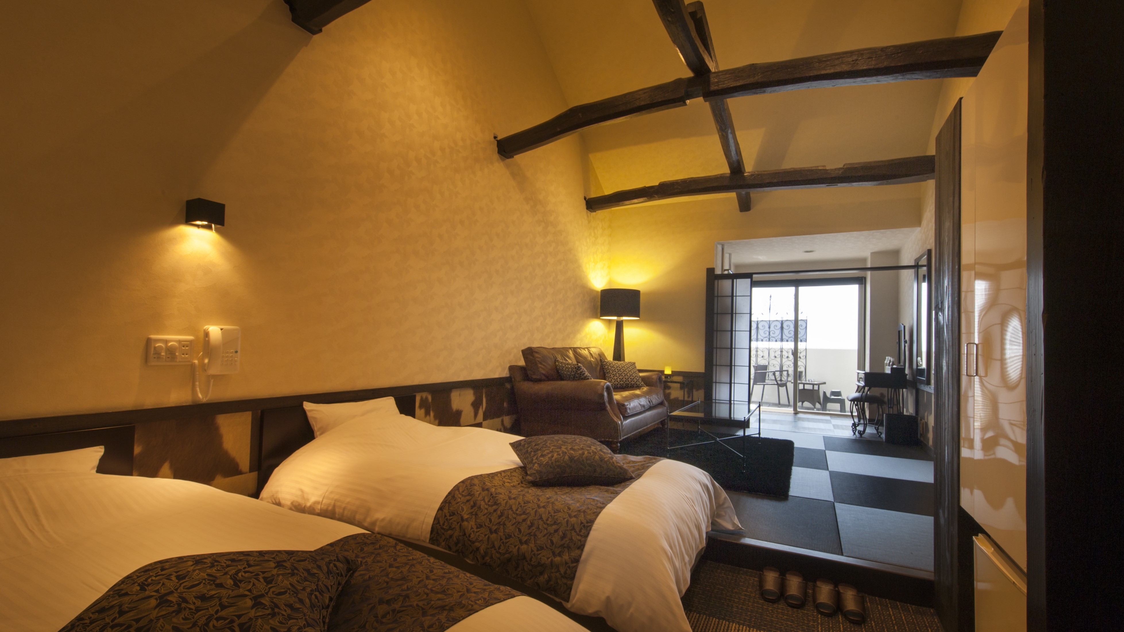 【三楼双床房】带温泉露天浴池的客房※可携带宠物