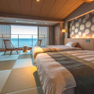 Japanese-Western Style Room With A Modern Japanese Aesthetic: 'Kaiho, Tsukihi, Emi'-Non-Smoking With Ocean View 海一望 絶景の宿 いなとり荘 クーポン