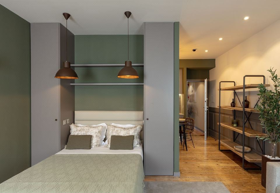 带双人床的一室公寓