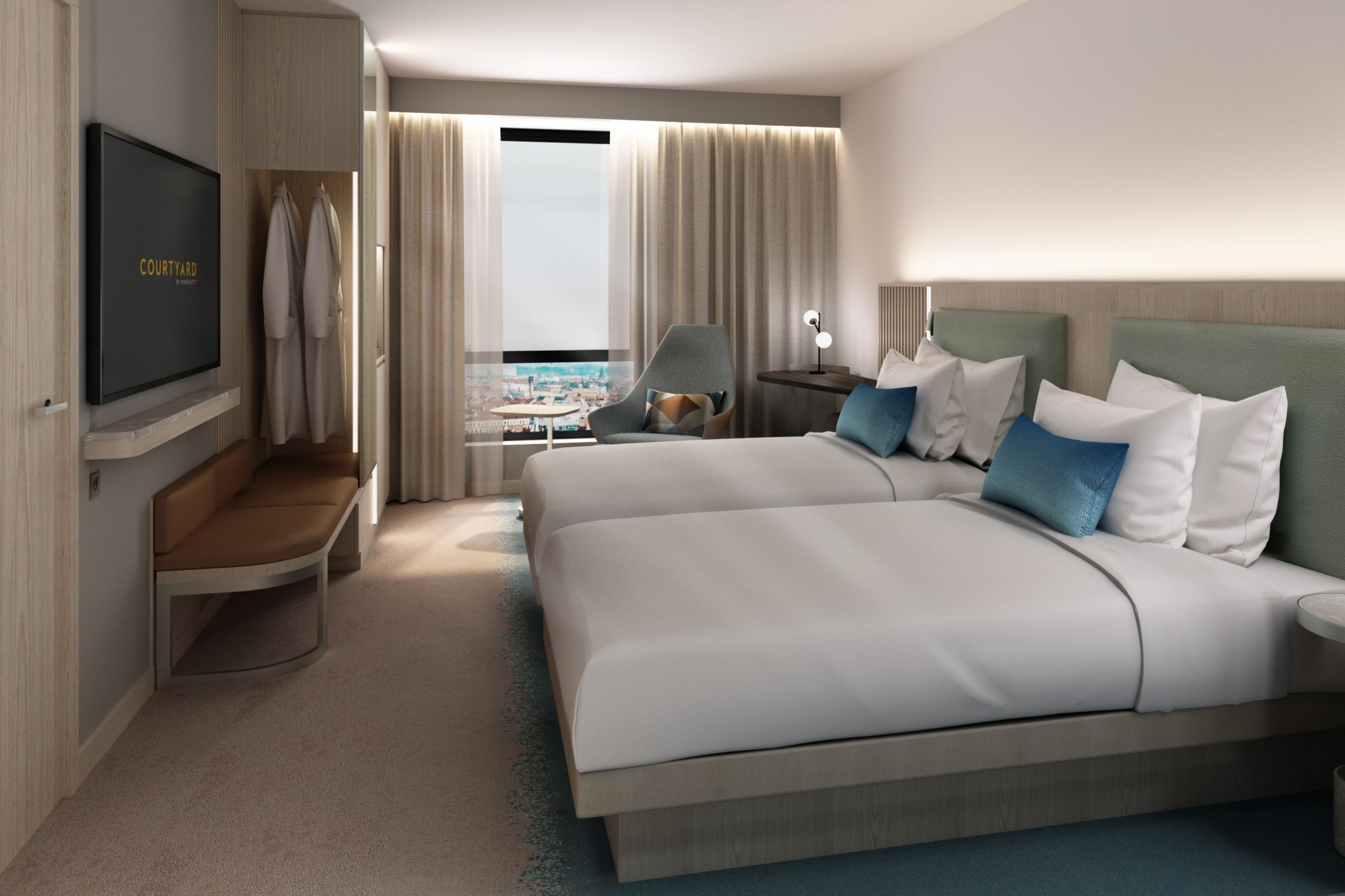 豪华 双床间， 客房， 2张单人床