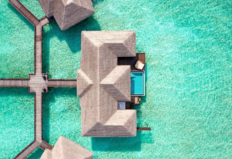 兩臥室水上別墅，兩臥室套房，臥室1: 1張特大床，臥室2：1張特大床，海景