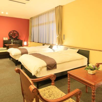 Modern Japanese-Western Room With Western-Style Twin And Raised Tatami Area-6 Tatami Mats-Non-Smoking-No View 和モダン湯宿ゆとりろ別府 クーポン