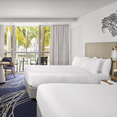 內部景兩張雙人床房帶陽台 勞德代爾堡碼頭希爾頓酒店優惠