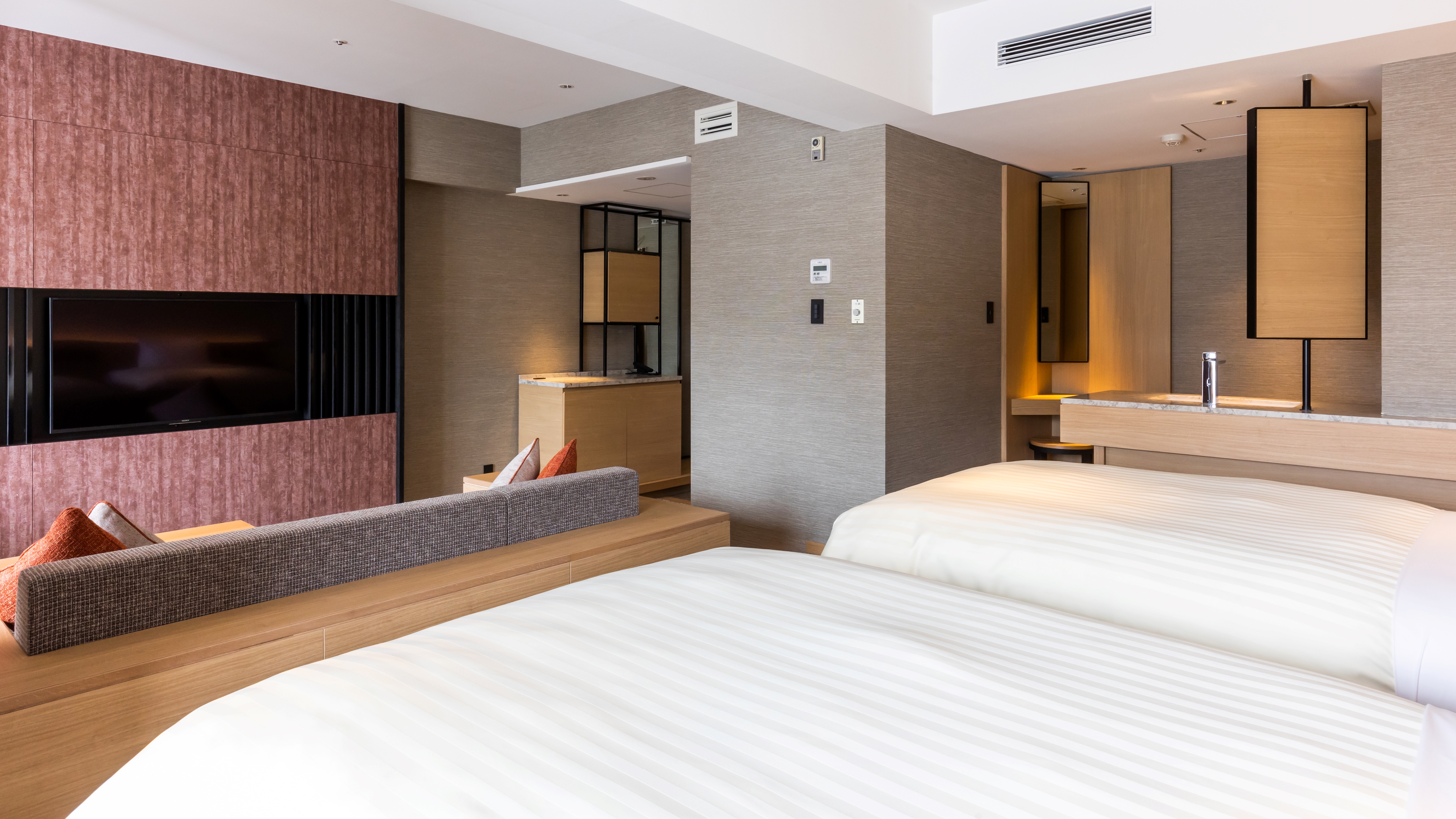 带露天浴池的高级双床房 禁烟