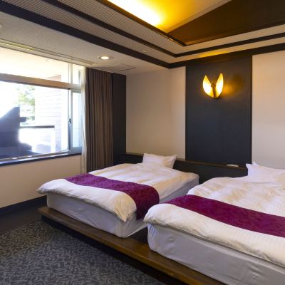 [Main Building 2nd Floor] Western-Style Room With Semi-Open-Air Bath [Ichifusa] [Twin Room] [Non-Smoking] 絶景の宿　さくら亭 クーポン