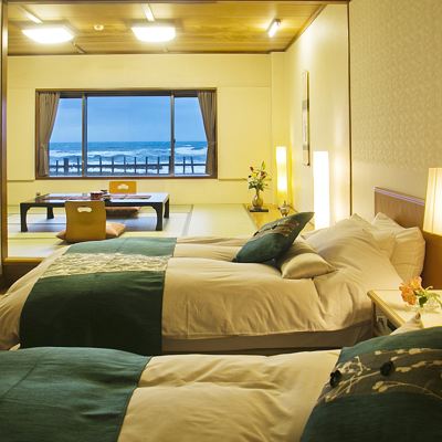 Japanese-Style Room With Over 10 Tatami Mats And Twin Beds-Japanese-Western Room-Non-Smoking-Ocean View 瀬波ビューホテル＜絶景の日本海を愛でる＞獲れたて海鮮を大満喫 クーポン