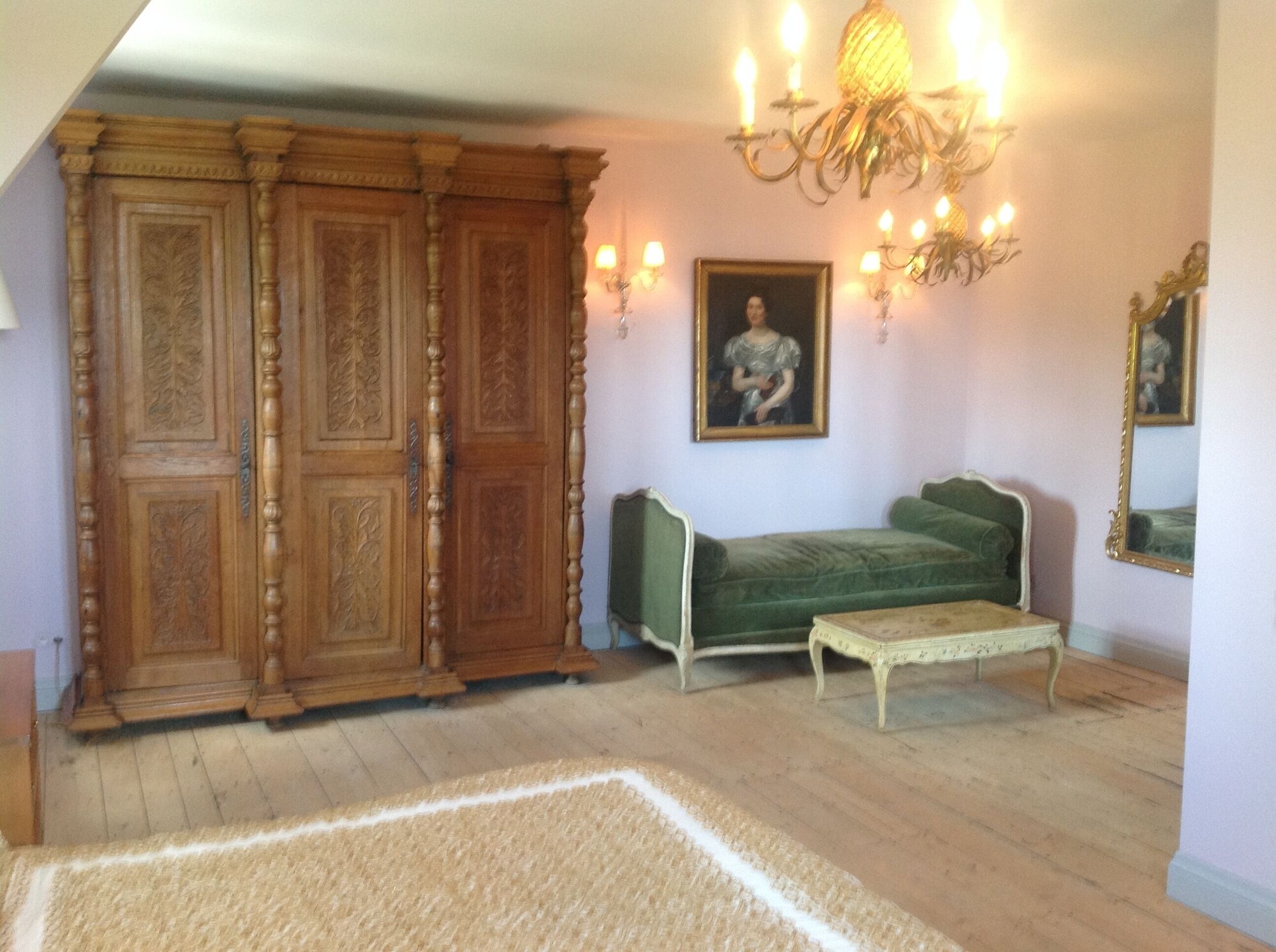 Chateau de La Goujonnerie豪华园景双人房 - 带1张特大床 - 直通泳池