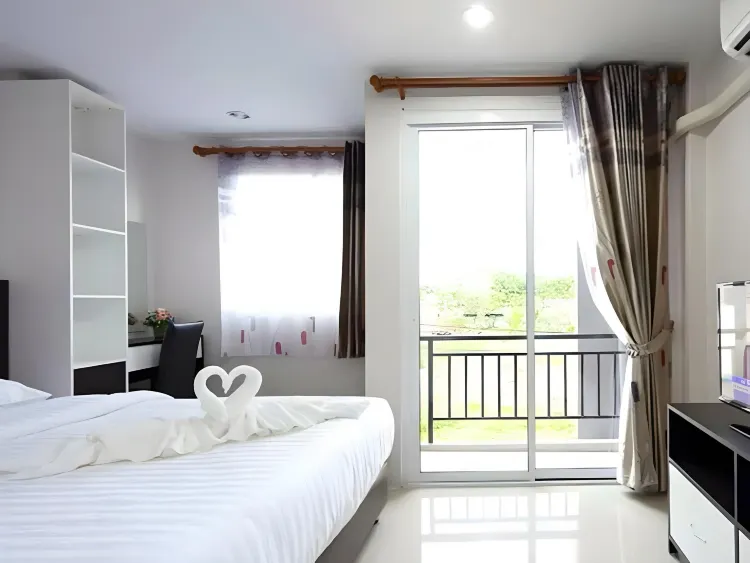 ห้องพักพร้อมเตียงนอนหนึ่งเตียง