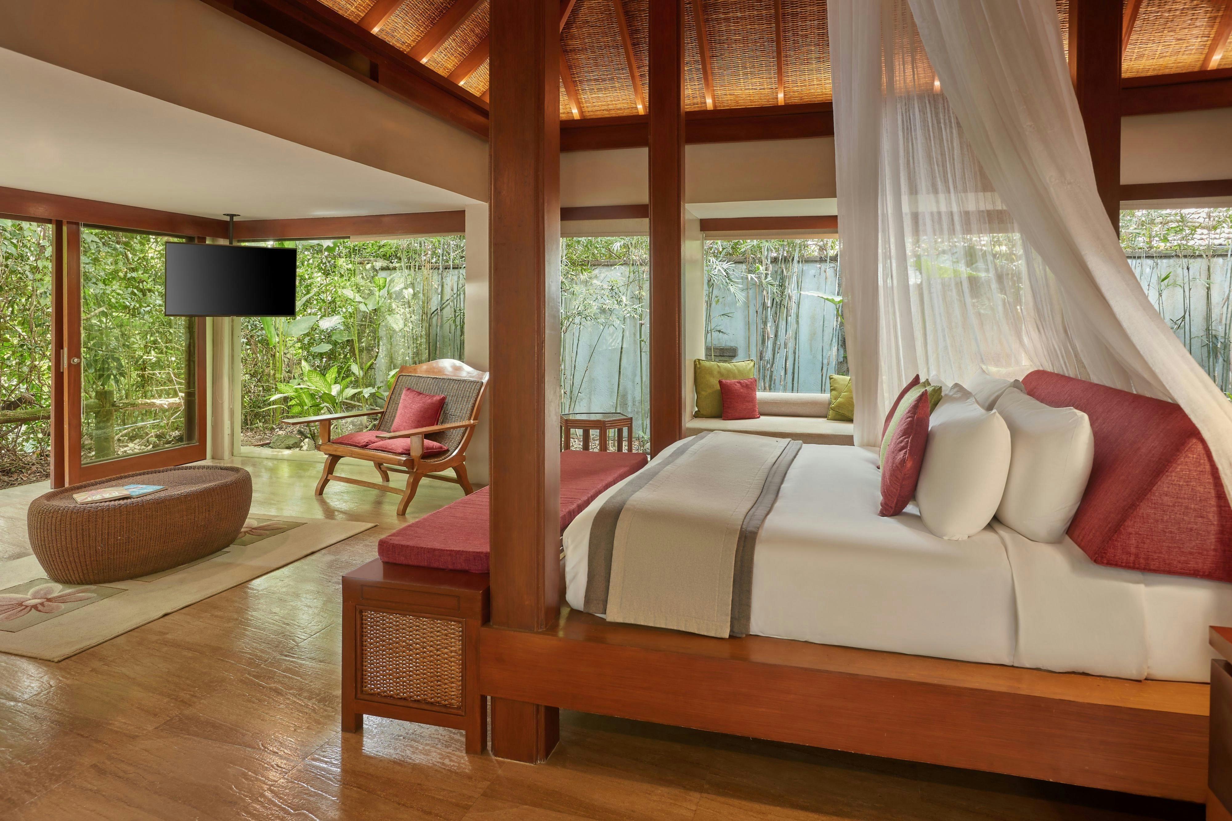 竹林礼宾楼层别墅，1张特大床，园景