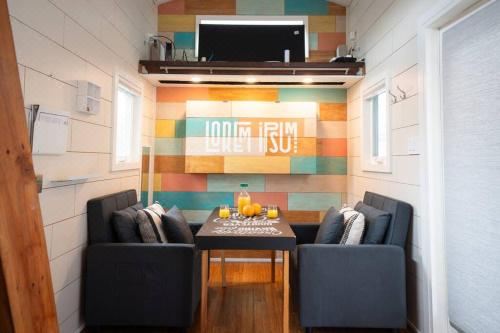 Lofted Bedroom Teal Tiny Home with Creek Views One-Bedroom House