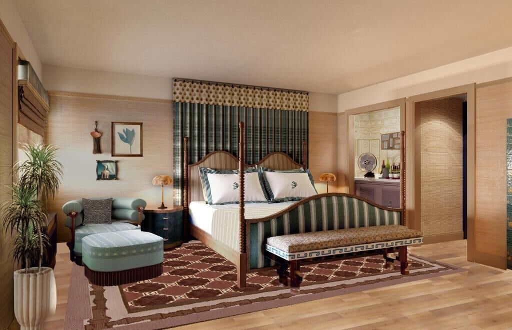 高级房， 2 张大床， 海港景观