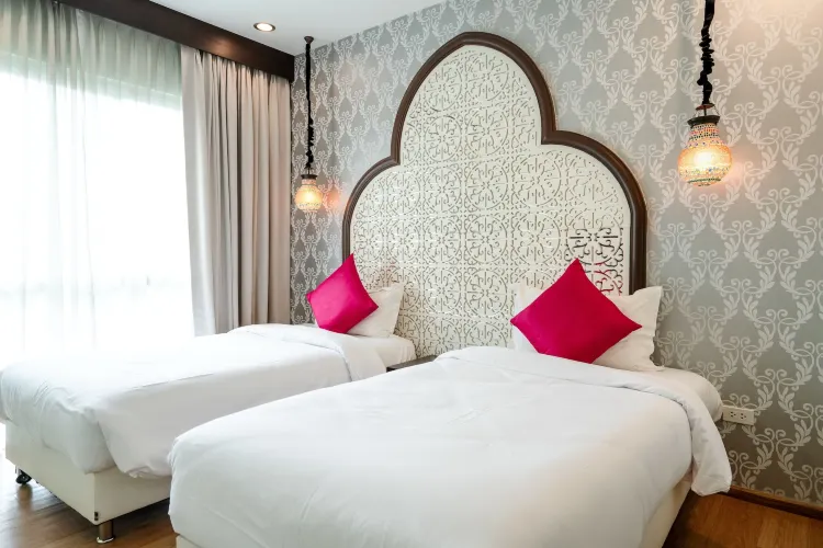 ห้องดีลักซ์เตียงใหญ่หรือเตียงทวินพร้อมวิวภูเขาและระเบียง